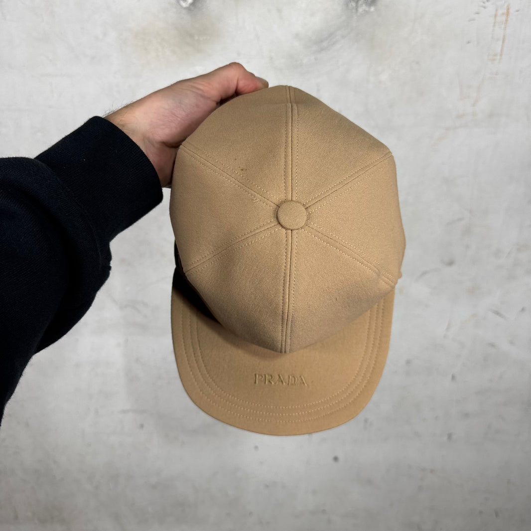 Prada Canvas Fleece Lined Flap Hat