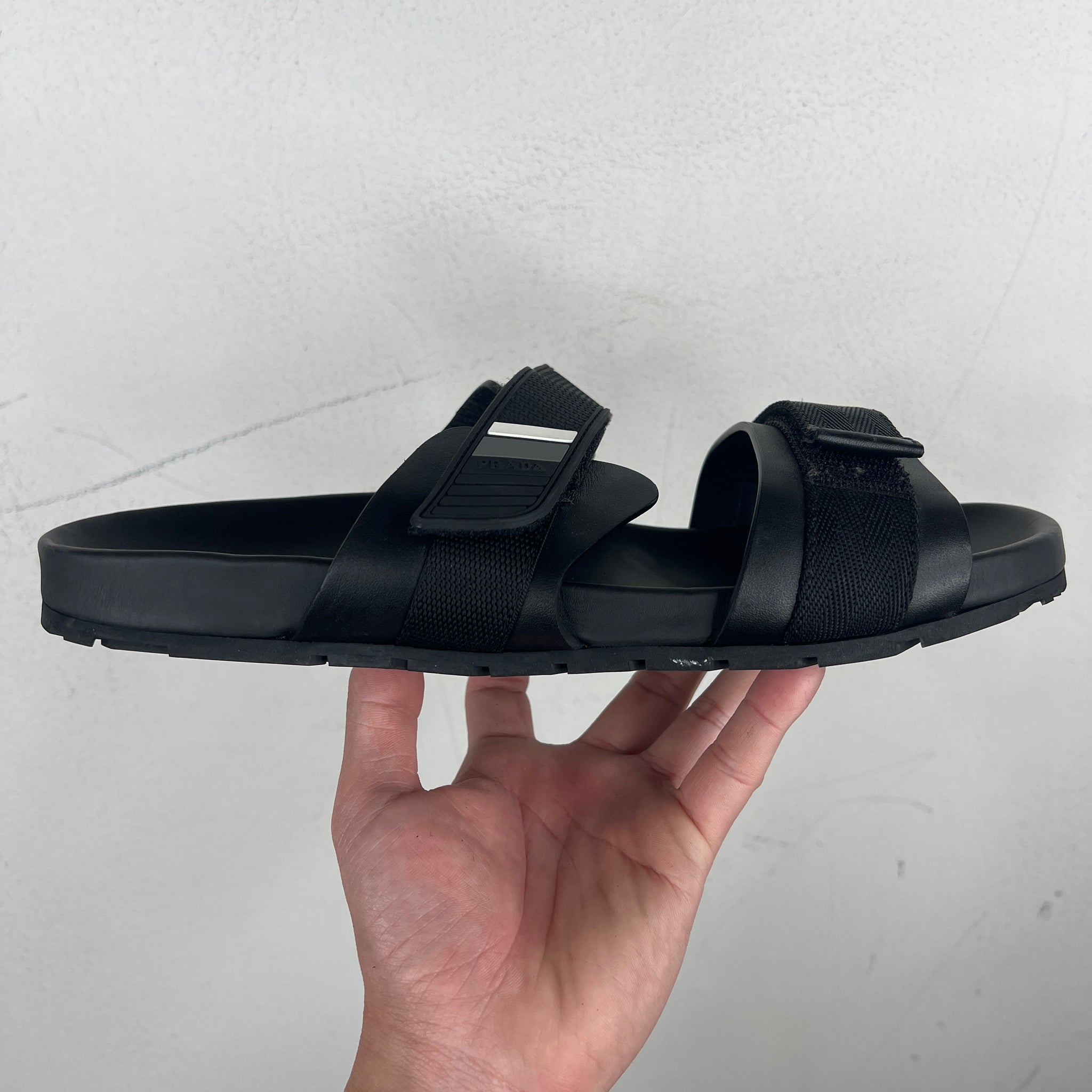 Prada Black Leather Sandals