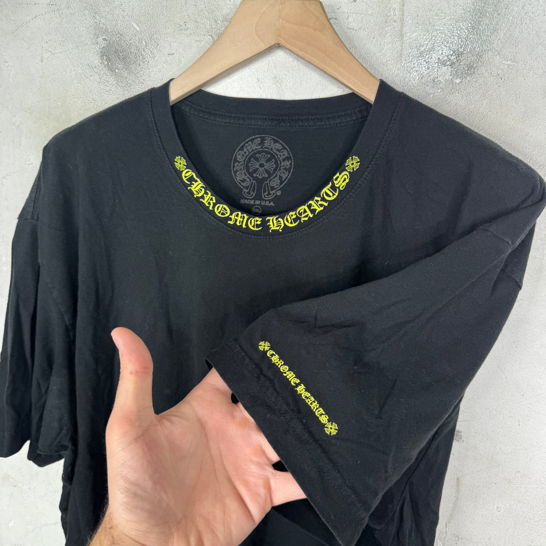 Chrome Hearts Neon Neck Logo Print T-Shirt