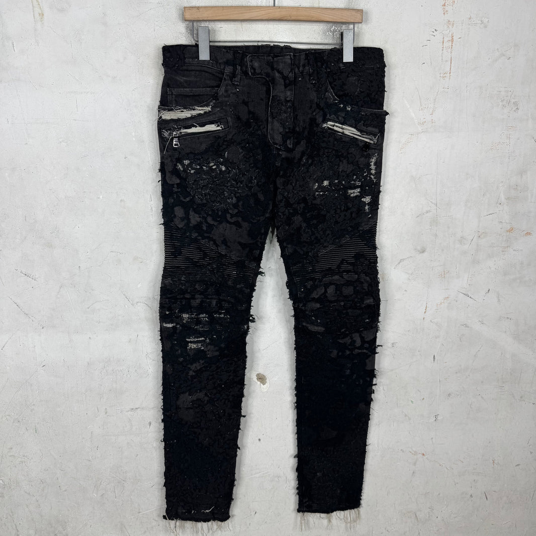 Balmain Custom Laced Boro Biker Jeans