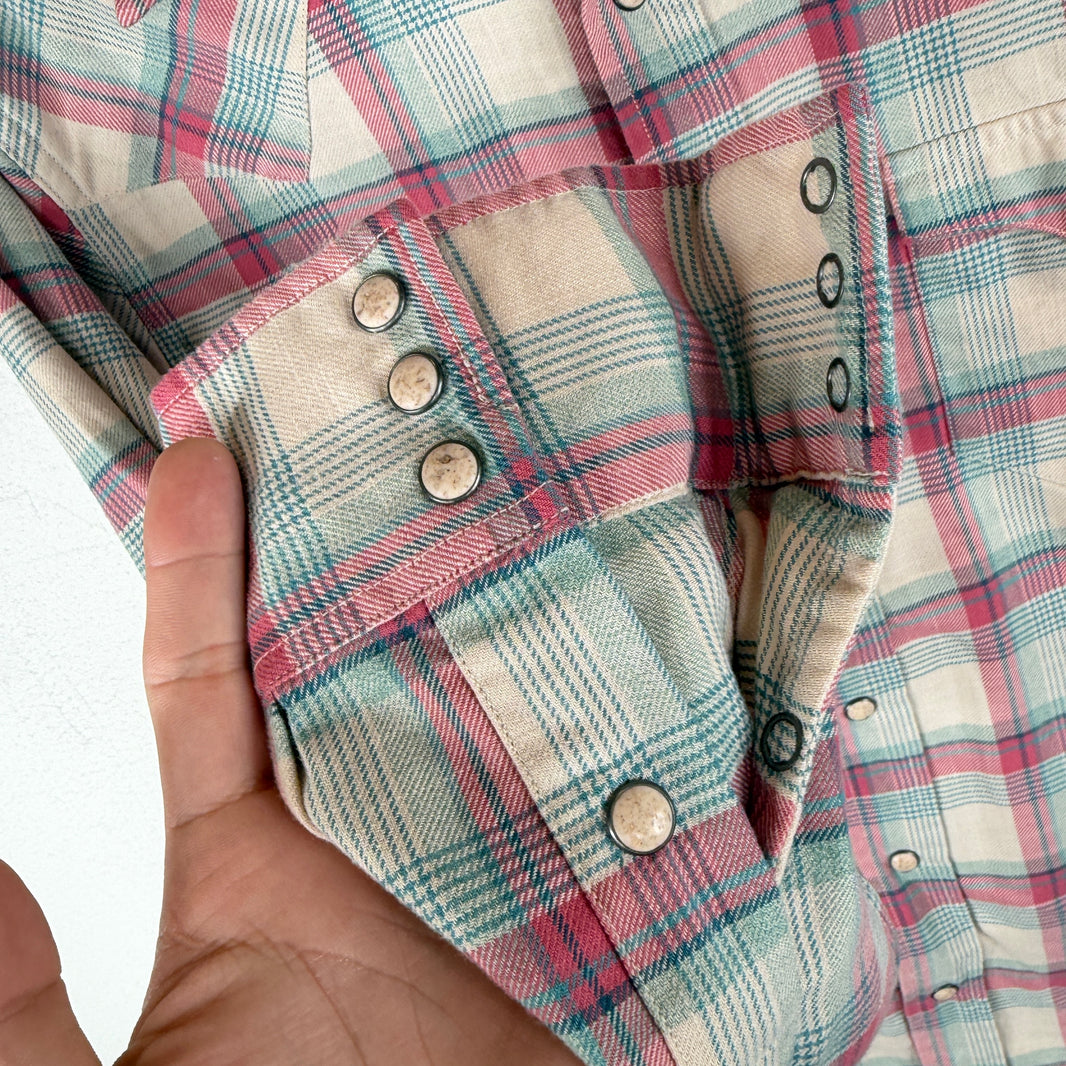RRL Pink Western Snap Button Flannel