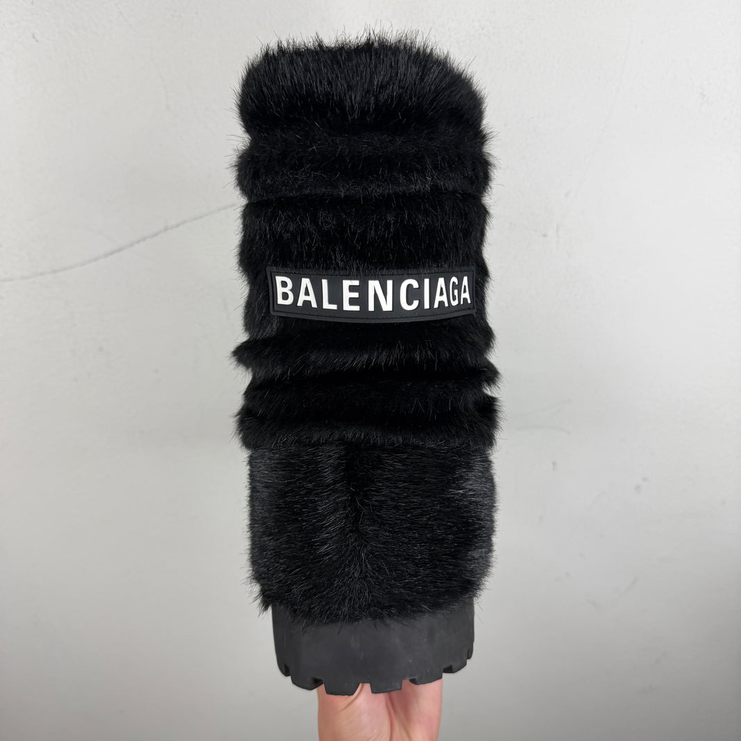 Balenciaga Black Furry Alaska Boots