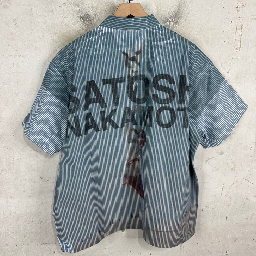 Satoshi Nakamoto Pinstriped Moto Q-Zip Shirt