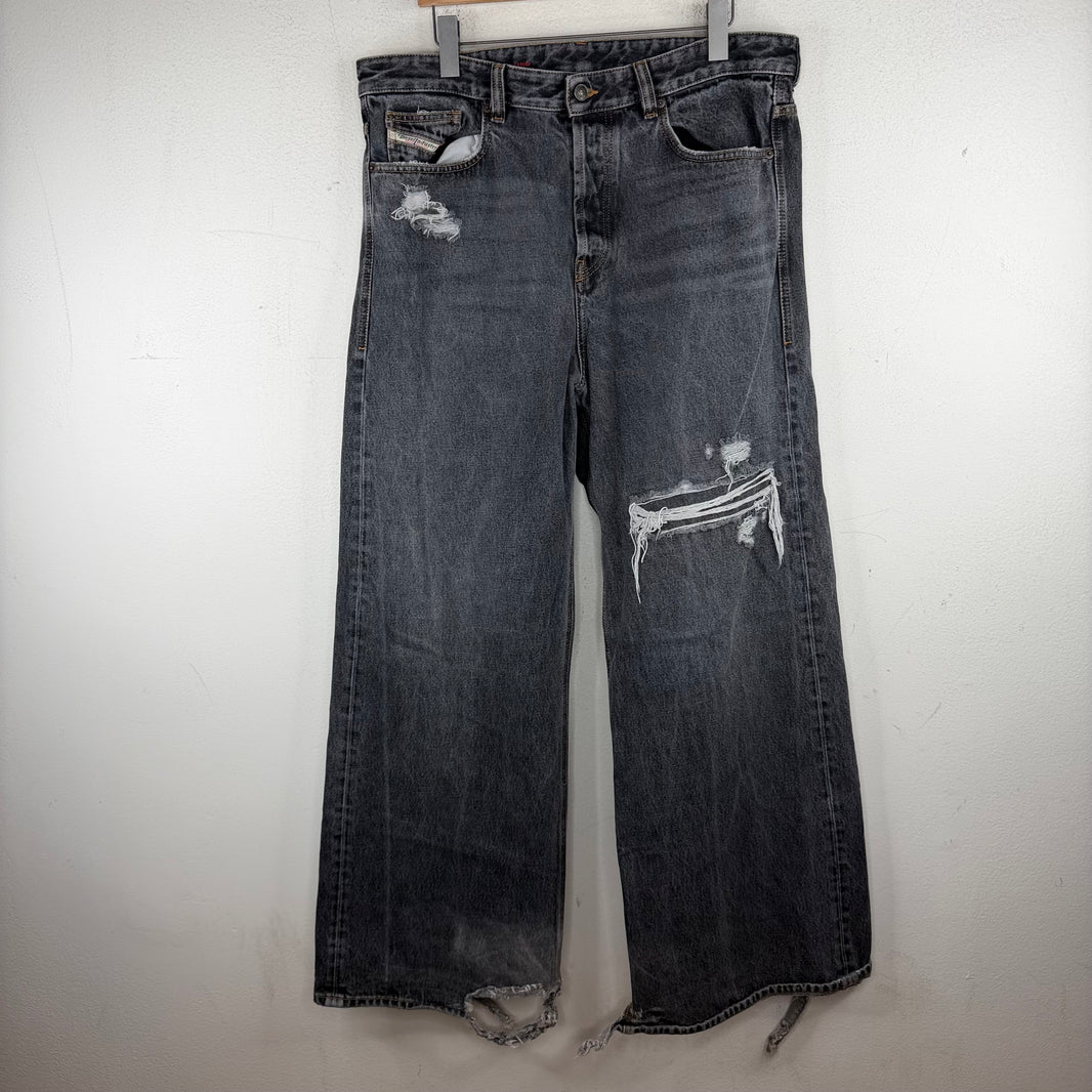 Diesel Black Distressed Baggy Jeans