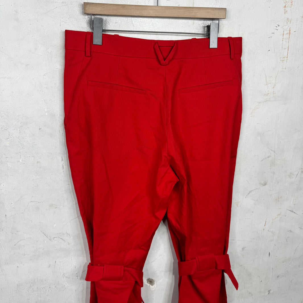 Bottega Veneta Gabardine Knee Strap Pants Red