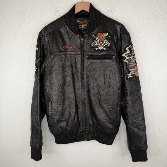 Avirex Ed Hardy Leather Bomber Jacket
