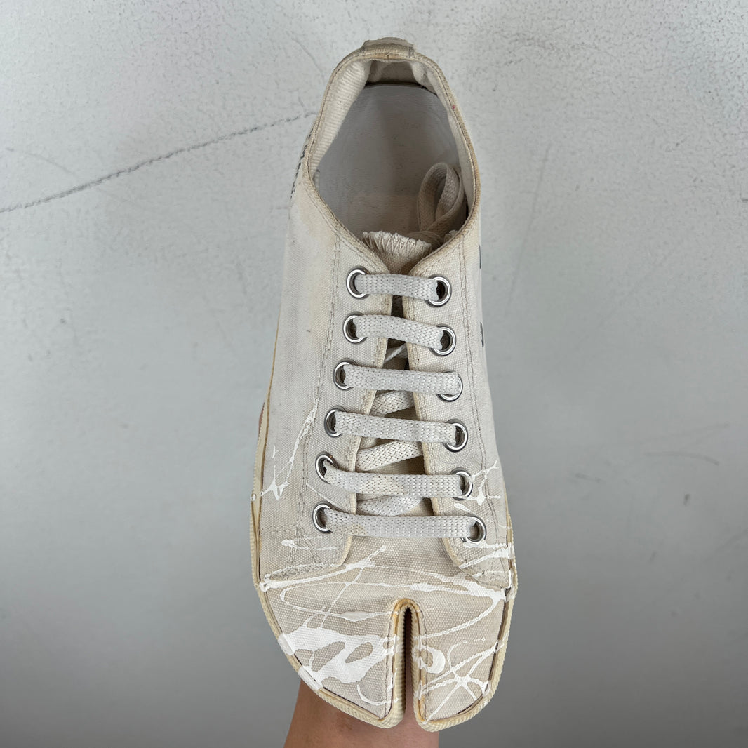 Margiela White Painted Tabi Sneakers