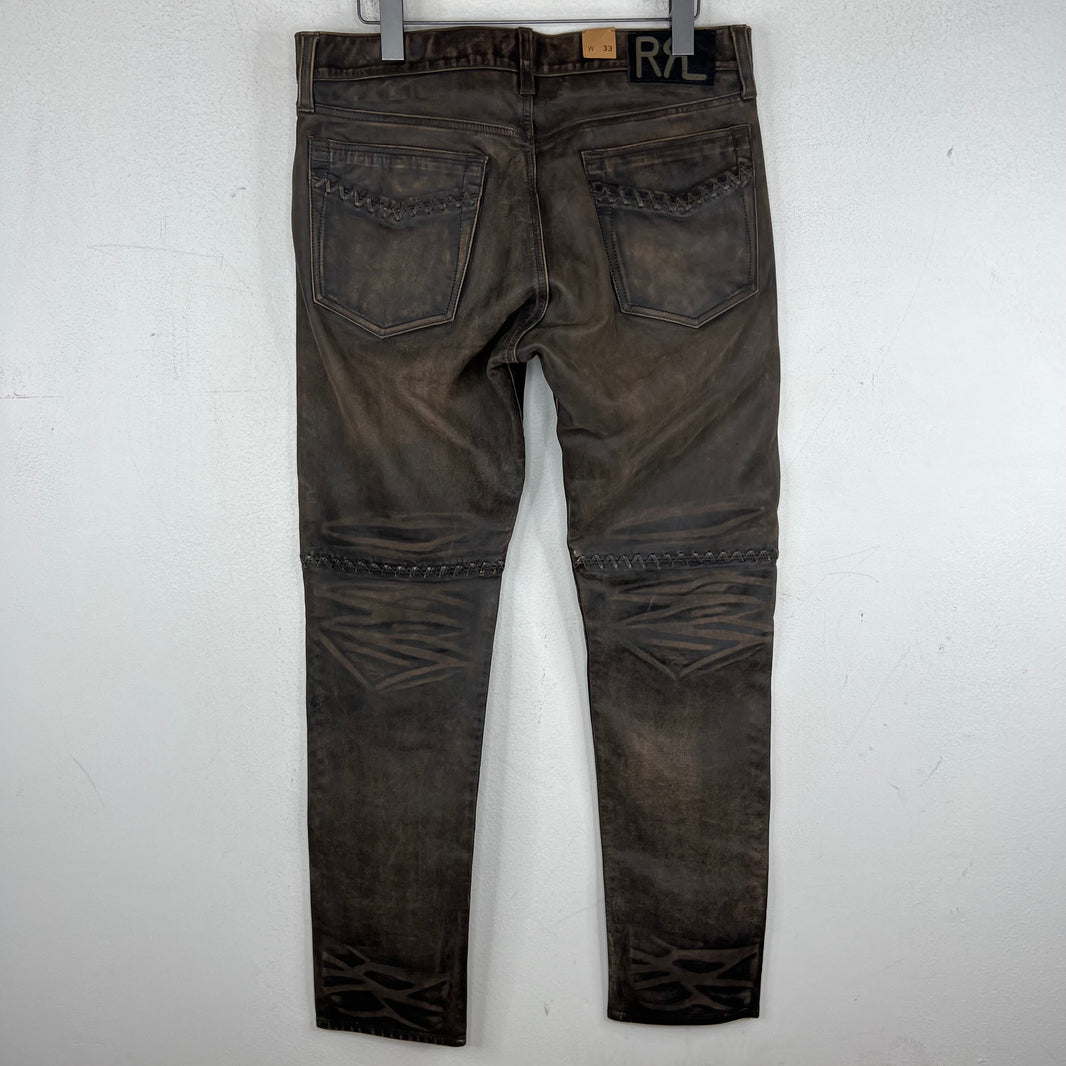 RRL Cross Stitch Leather Jeans