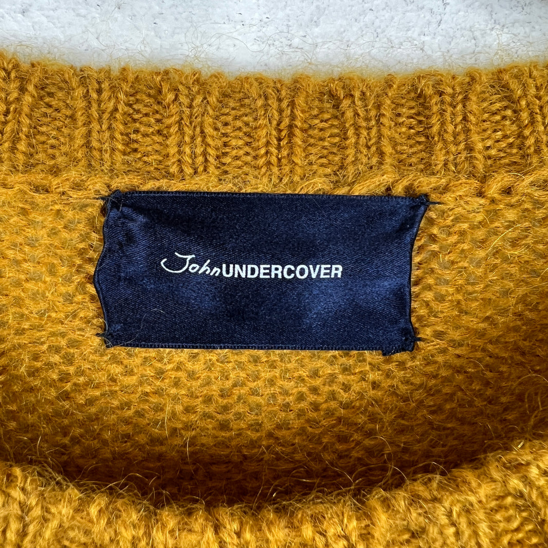 Undercover Yelloiw Mohair/Wool Blend Striped Sweater