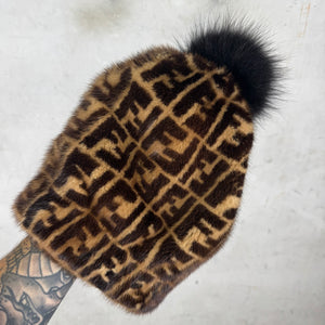 Fendi Mink Monogram Beanie
