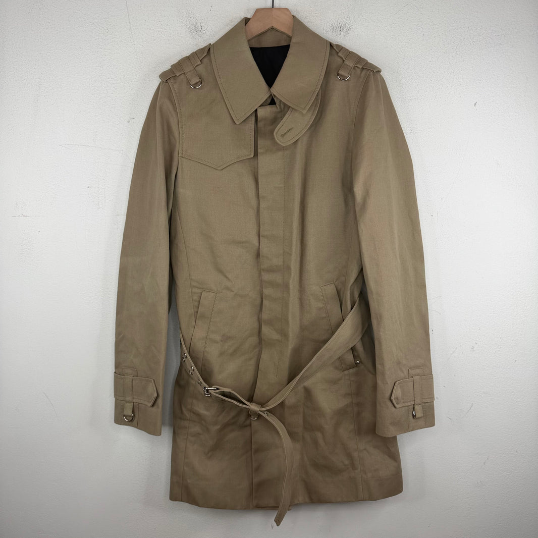 Balmain Belted Epaulet Beige Coat
