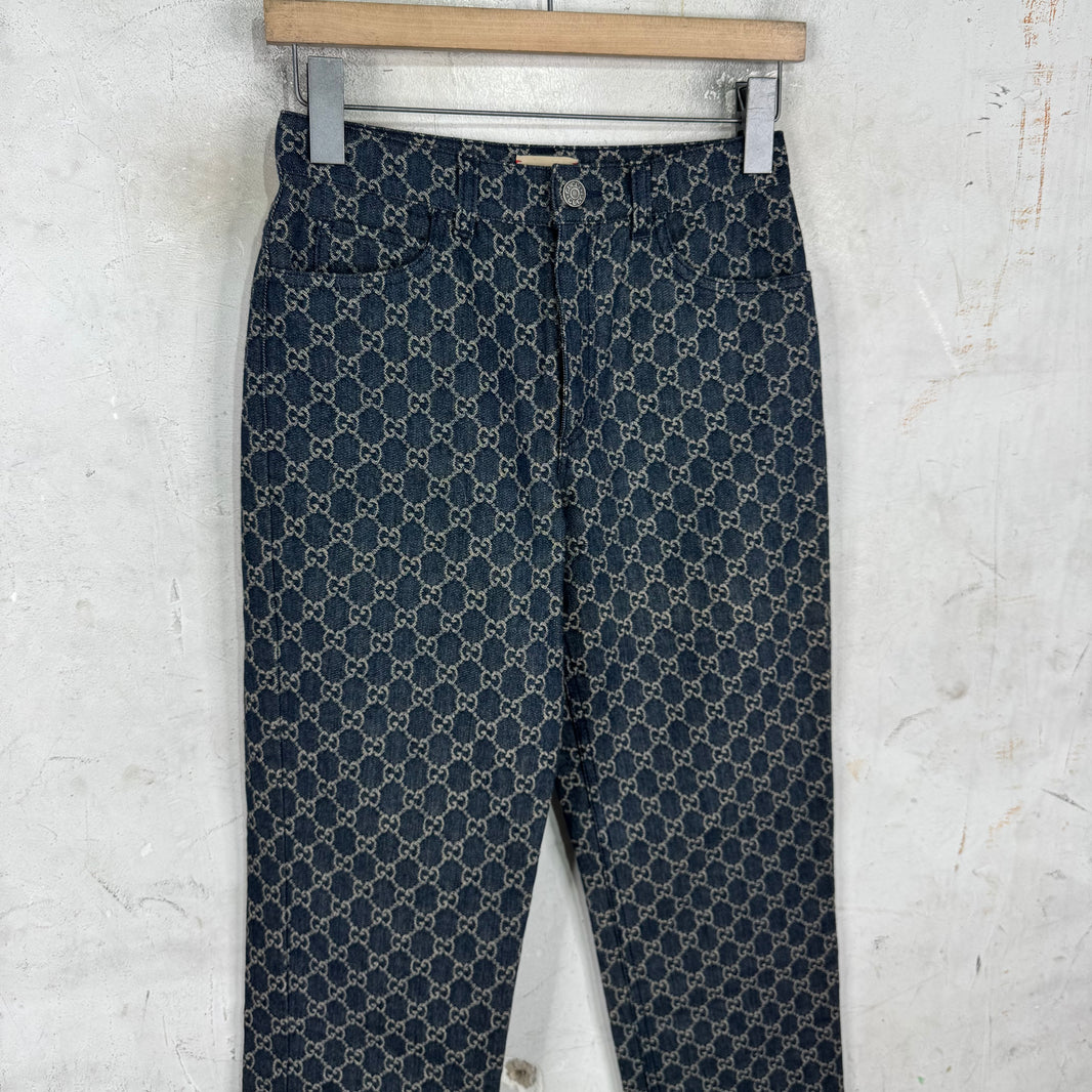 Gucci Monogram Leather Emblem Jeans