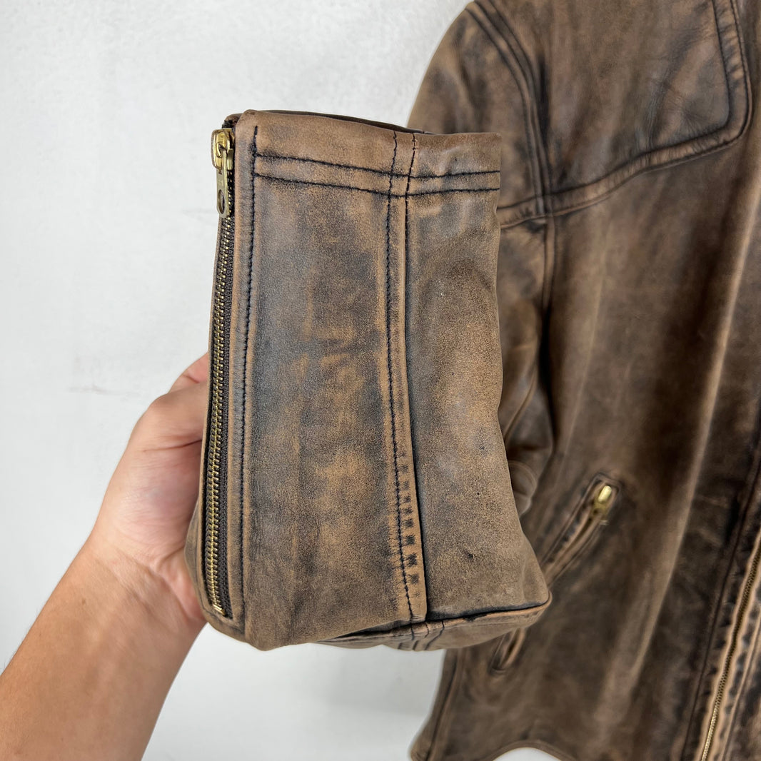 RRL Distressed Moto Leather Cowhide Jacket