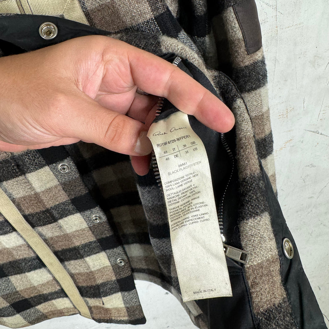 Rick Owens Heavy Wool Backstrap Patched Flannel
