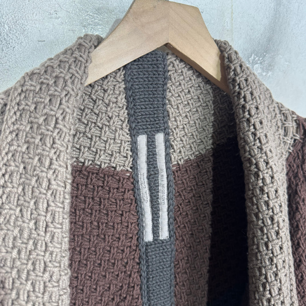 Rick Owens Mastadon Knitted Color Blocked Poncho