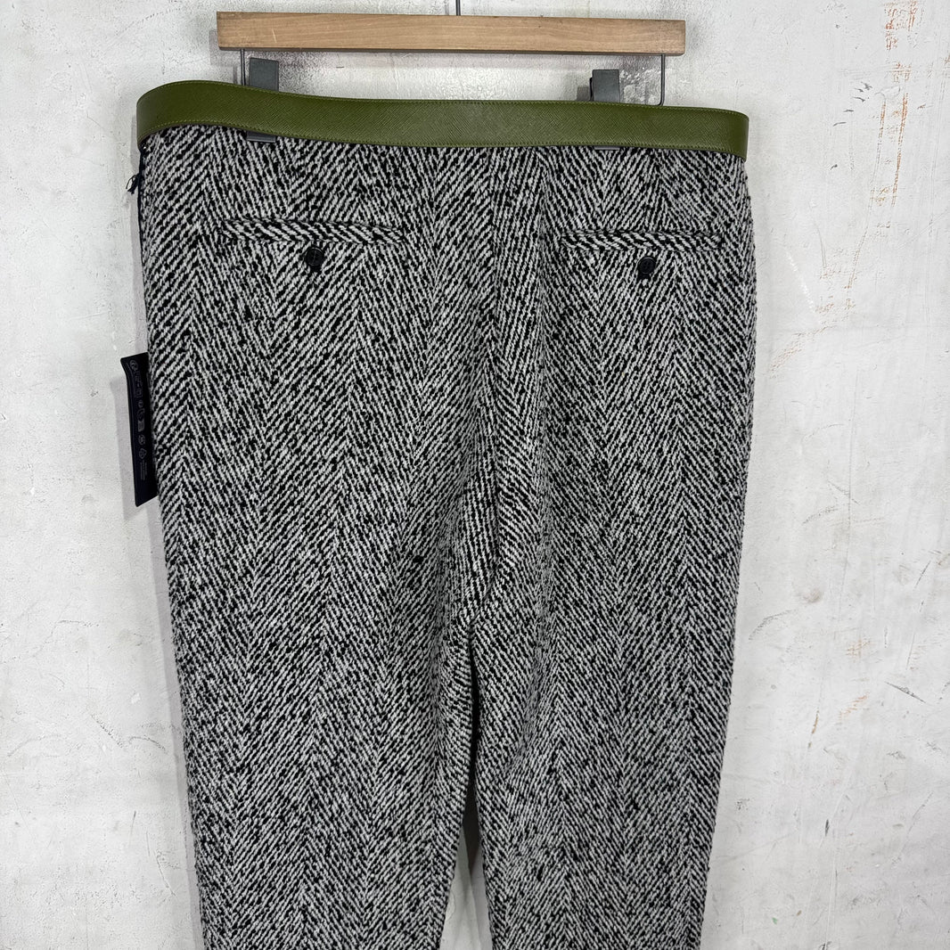 Prada Belted Tweed Trousers