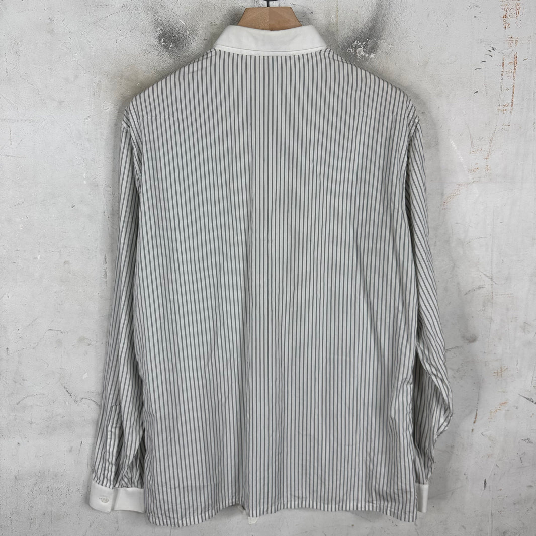 Dior Striped Bee Logo LS Button Up