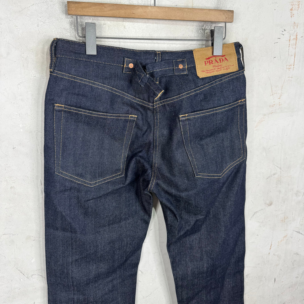 Prada Raw Buckle Back Jeans