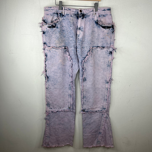 Louis Vuitton Purple Flayed Monogram Flared Carpenter Jeans