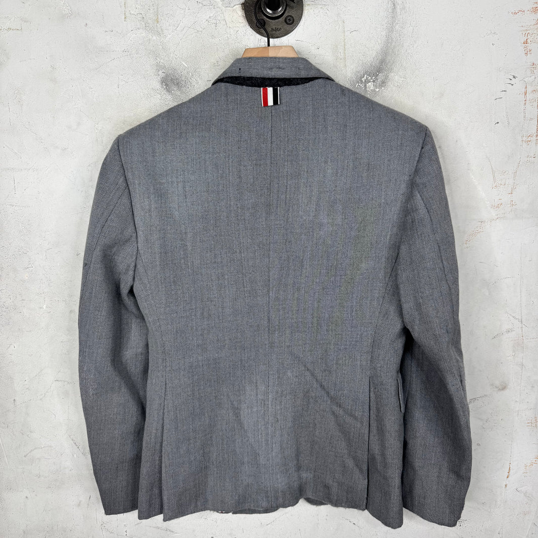 Thom Browne Grey Heavy Distressed Blazer Jacket
