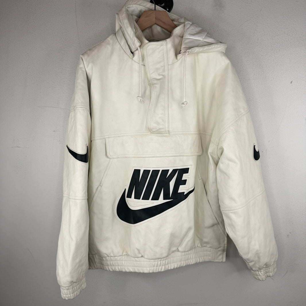 Supreme Nike White Leather Hooded Anorak