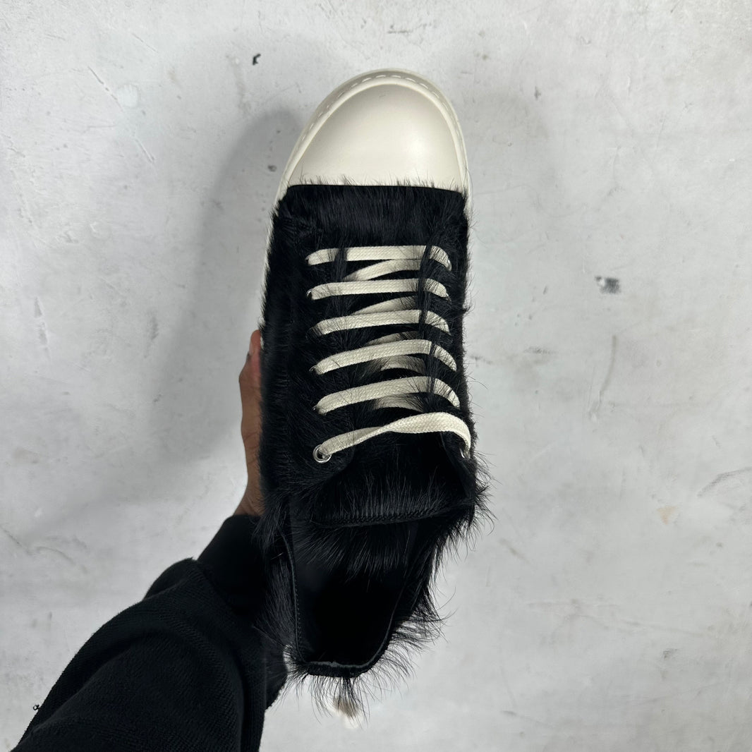 Rick Owens Black Furry Low Ramones Sneakers