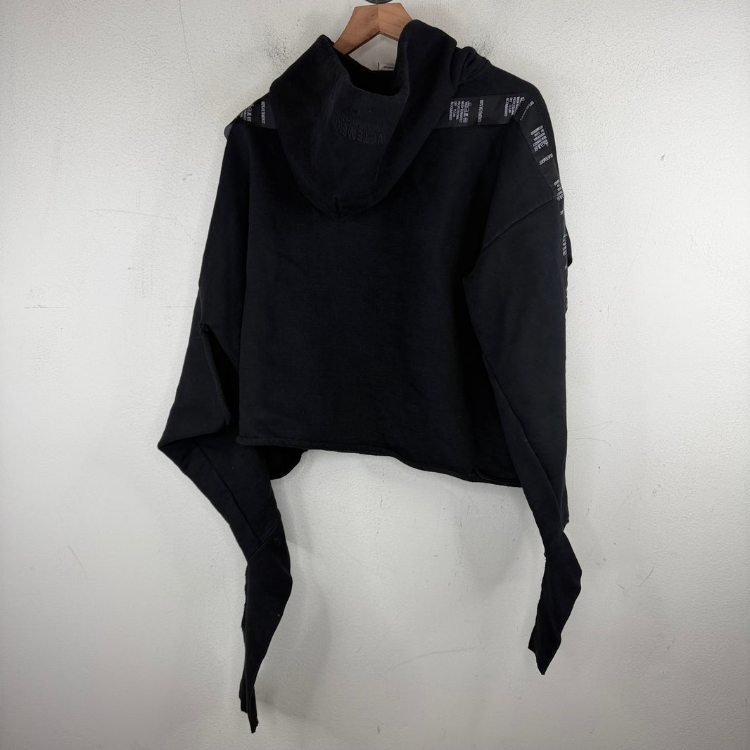 Vetements Cropped Long Washtag Hoodie