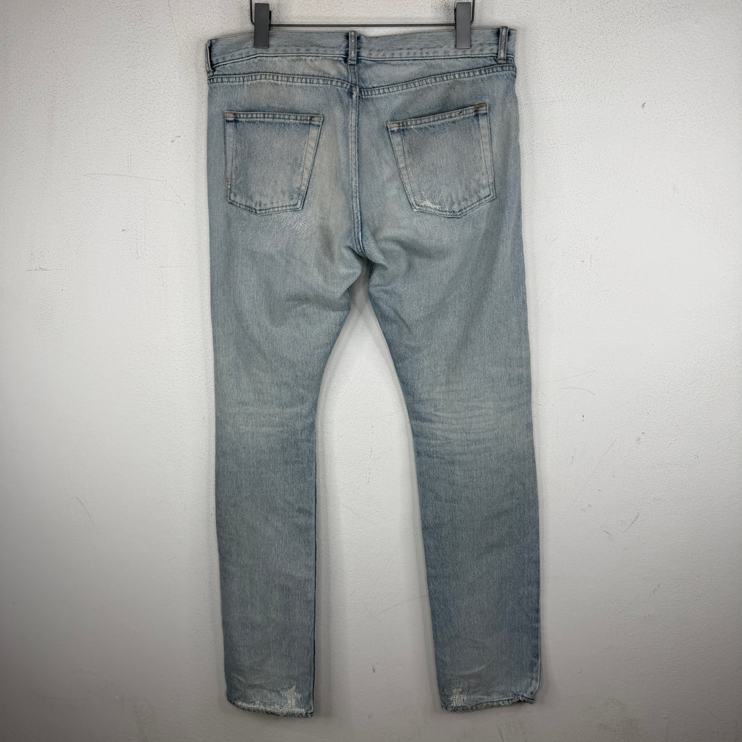 Saint Laurent Light Wash Repaired D18 Denim Jeans