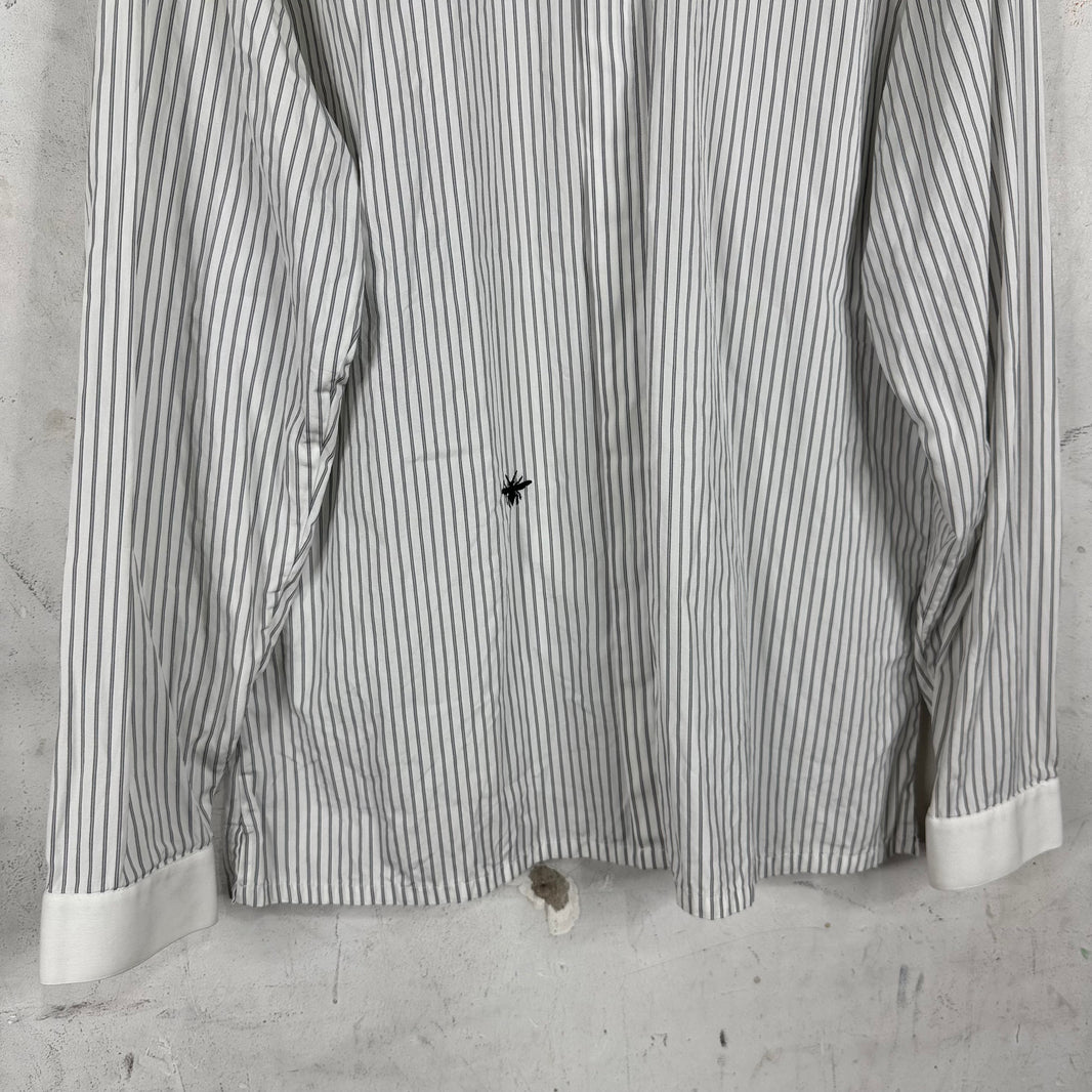 Dior Striped Bee Logo LS Button Up