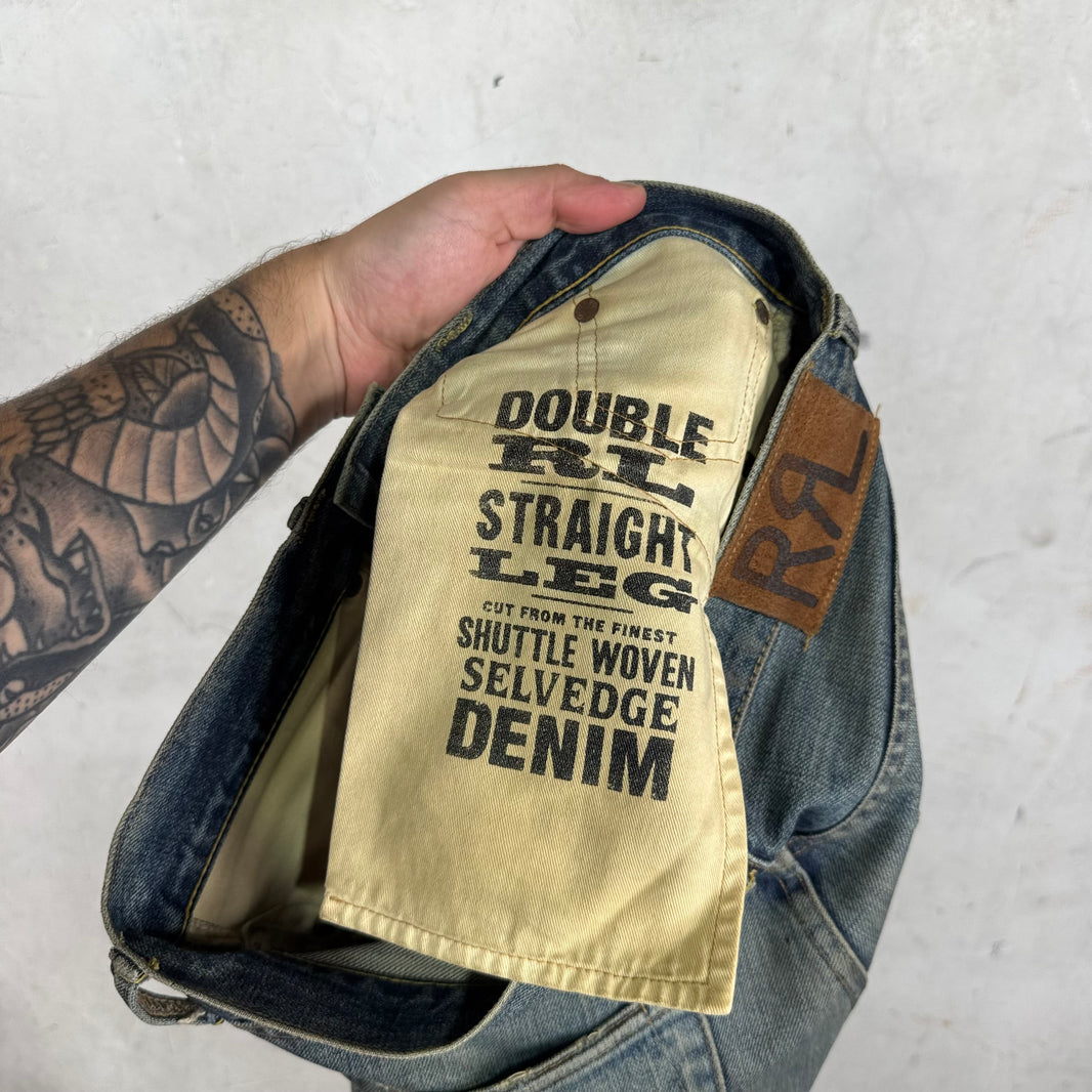 RRL Faded Medium Wash Straight Legged Jeans