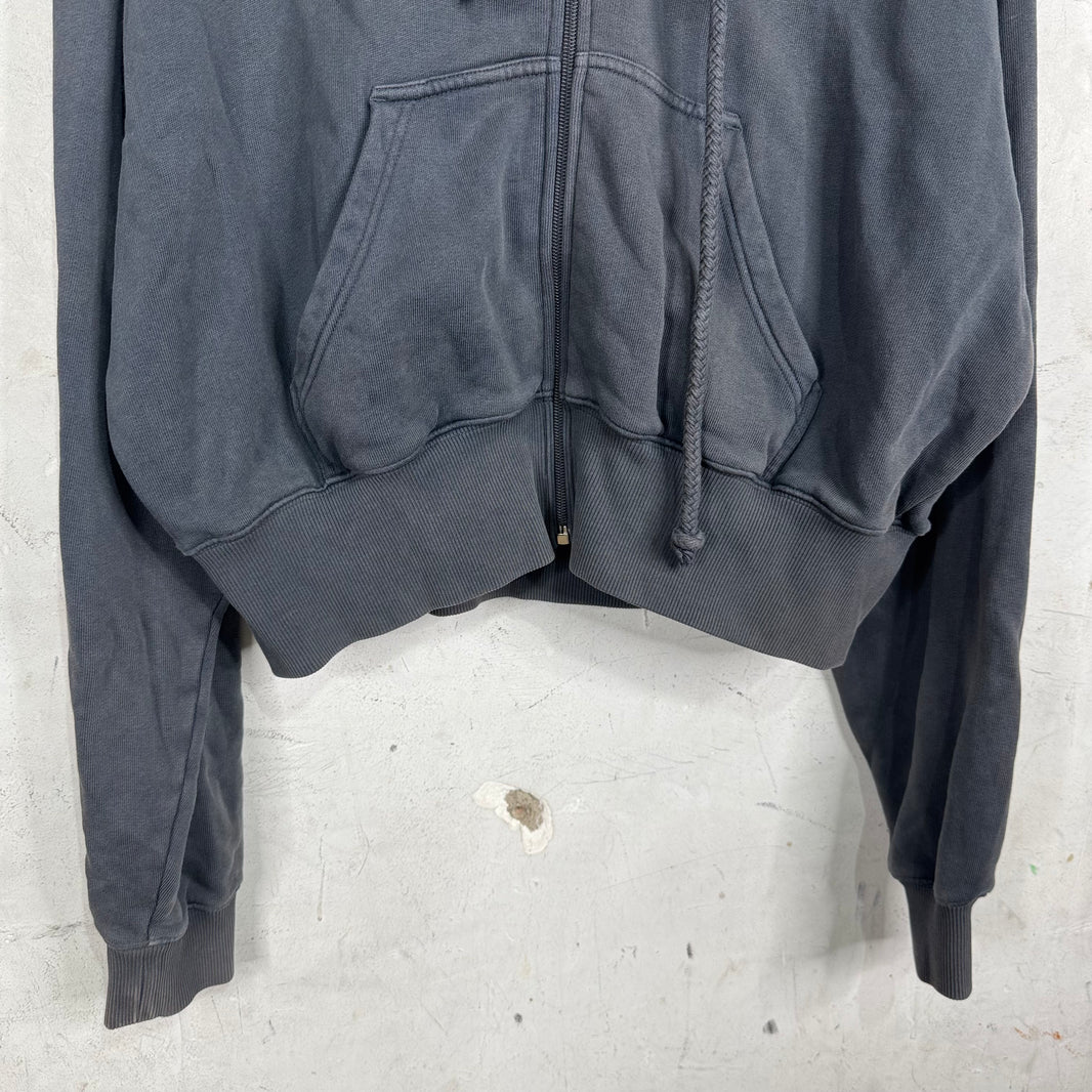 Acne Studios Grey Cropped Zip Up Hoodie
