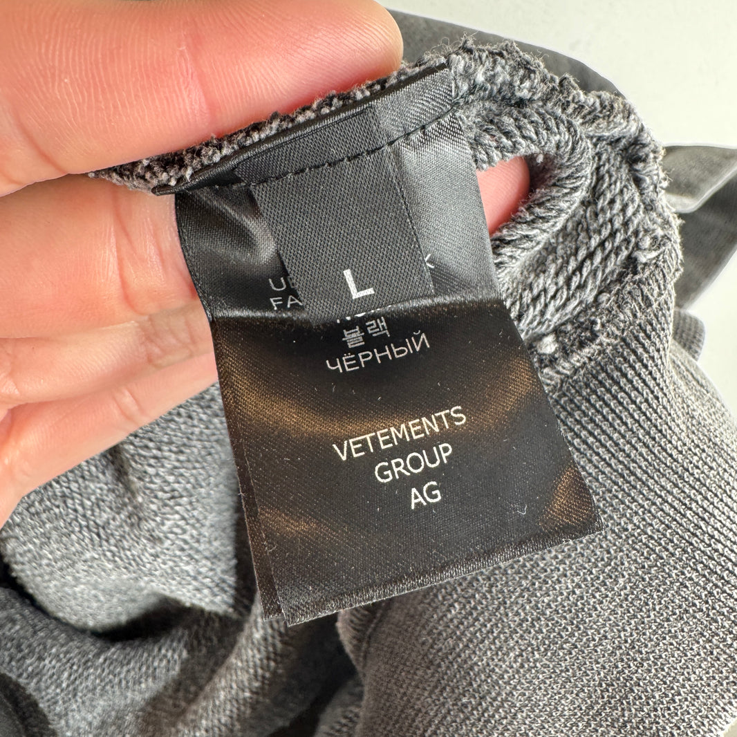 Vetements Stitch Logo Charcoal Hoodie