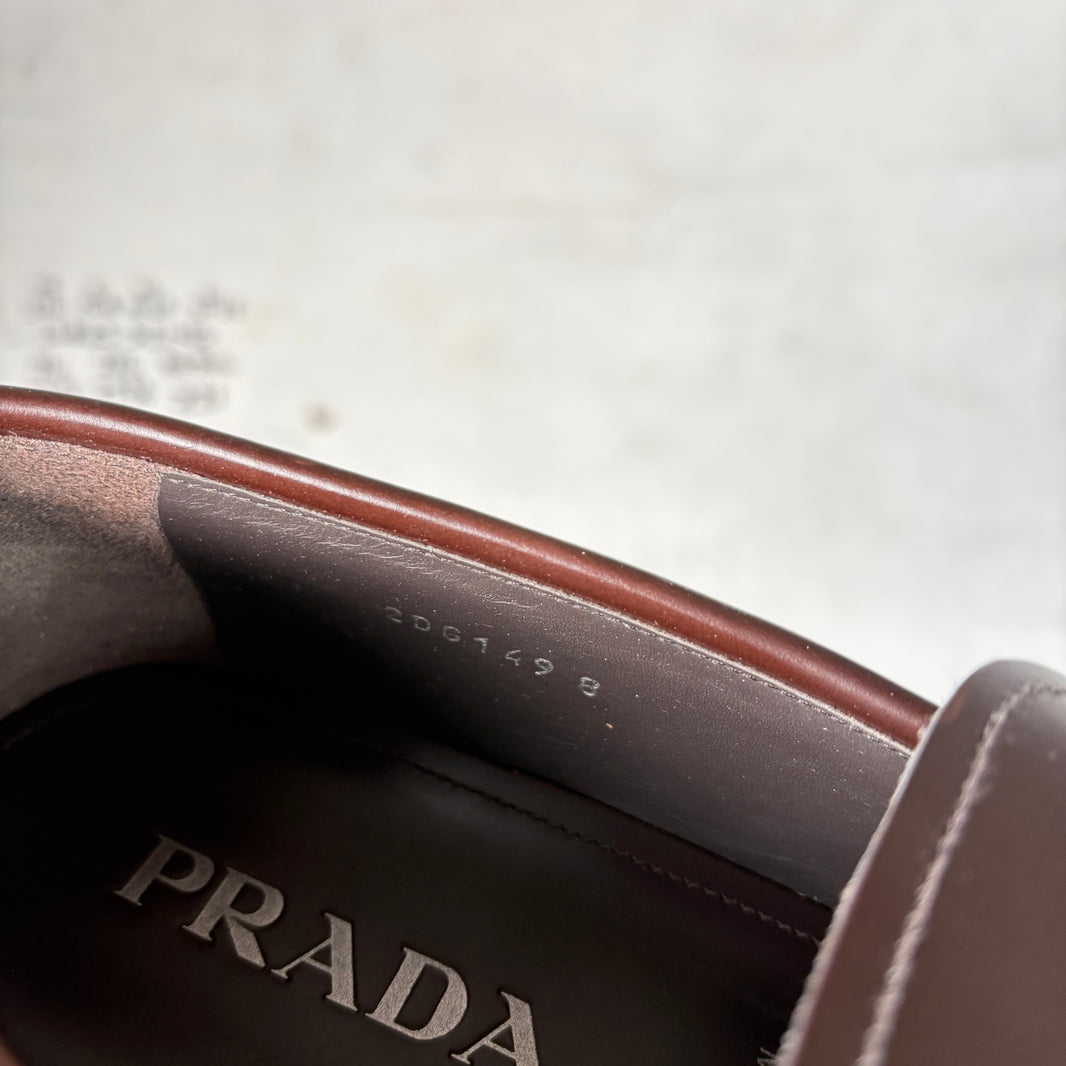 Prada Brown Leather Chunky Loafers