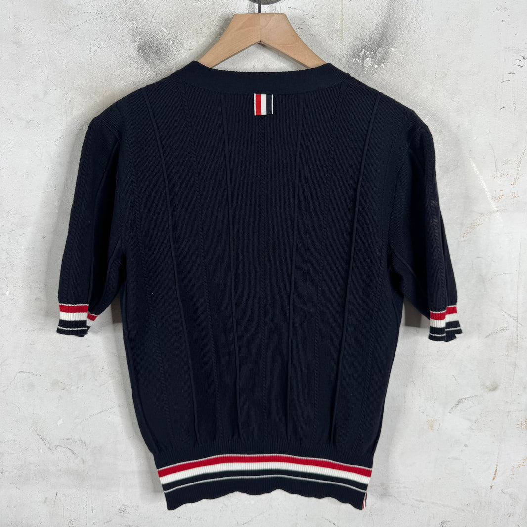 Thom Browne Navy S/S Knit Cardigan