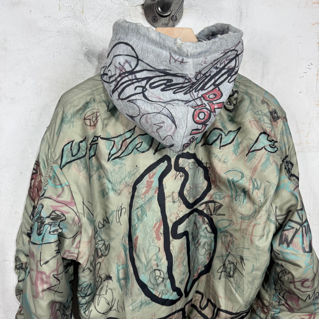 Mowalola Cropped Grafitti Bomber Jacket