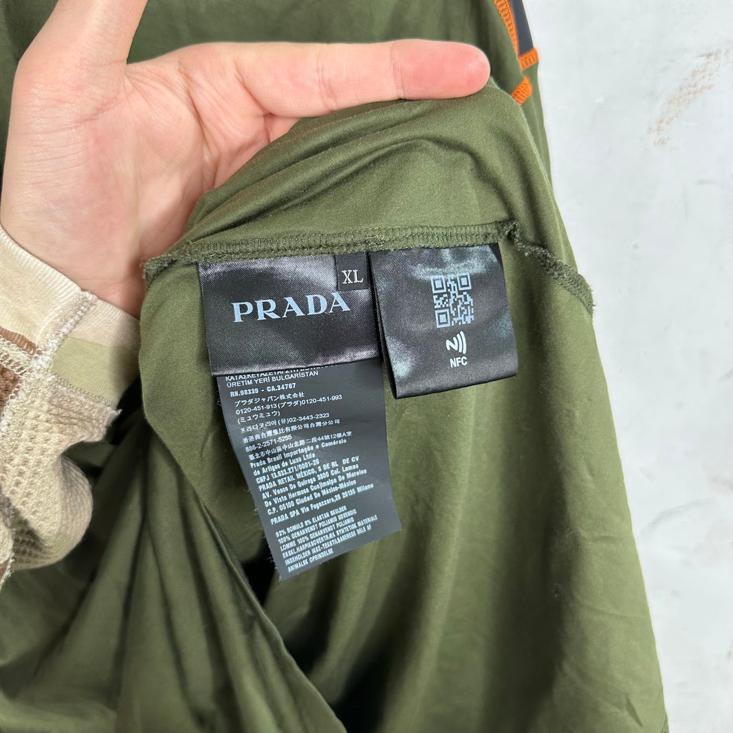 Prada Nylon Paneled Plaque T-Shirt
