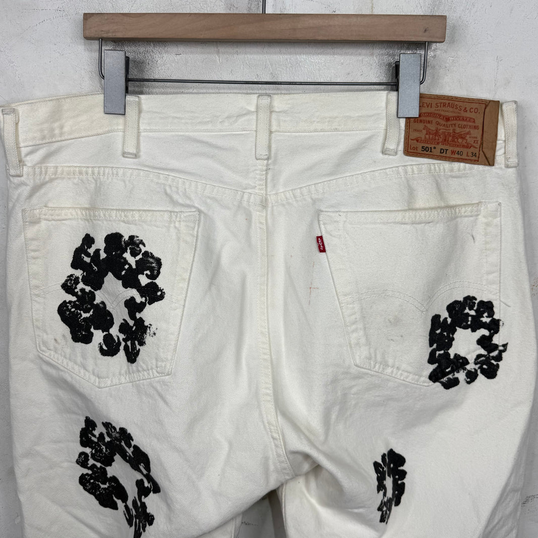Denim Tears Levi's 501 White Wreath Jeans
