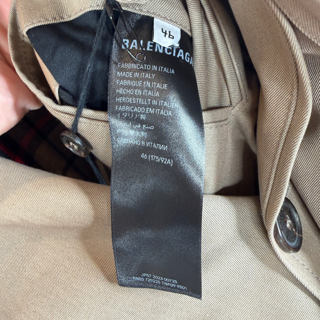 Balenciaga Garde Robe Tan Plaid Interior Trench Coat