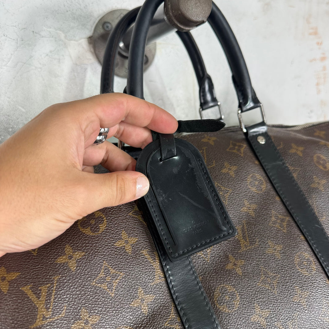 Louis Vuitton Brown Monogram Black Trim Keepal 55