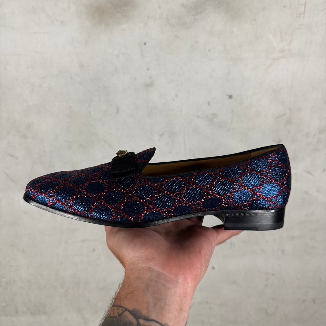 Gucci Glitter Monogram Loafers
