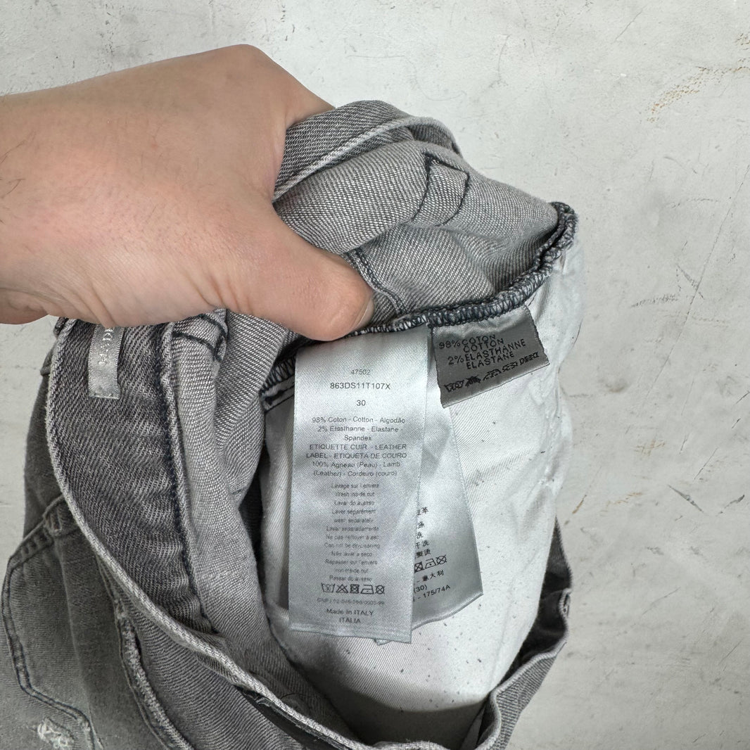 Dior Grey Distressed Quoted Slim Jeans