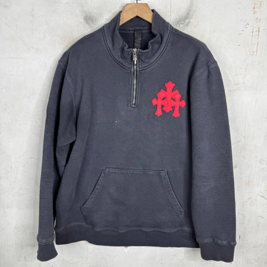 Chrome Hearts Navy Paperjam Quarter Zip