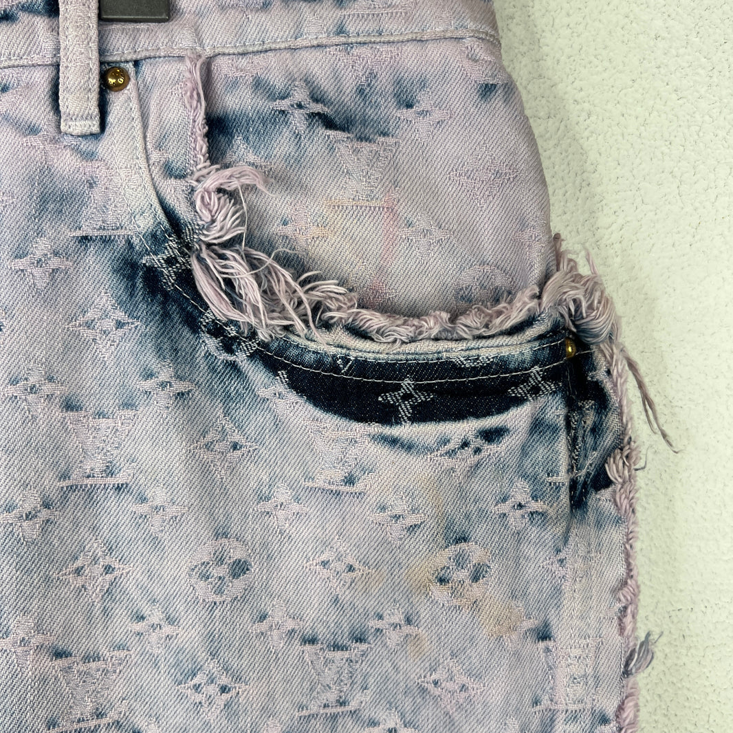 Louis Vuitton Purple Flayed Monogram Flared Carpenter Jeans