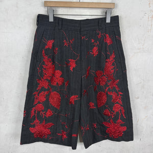 Dries Van Noten Metallic Floral Pleated Loose Shorts