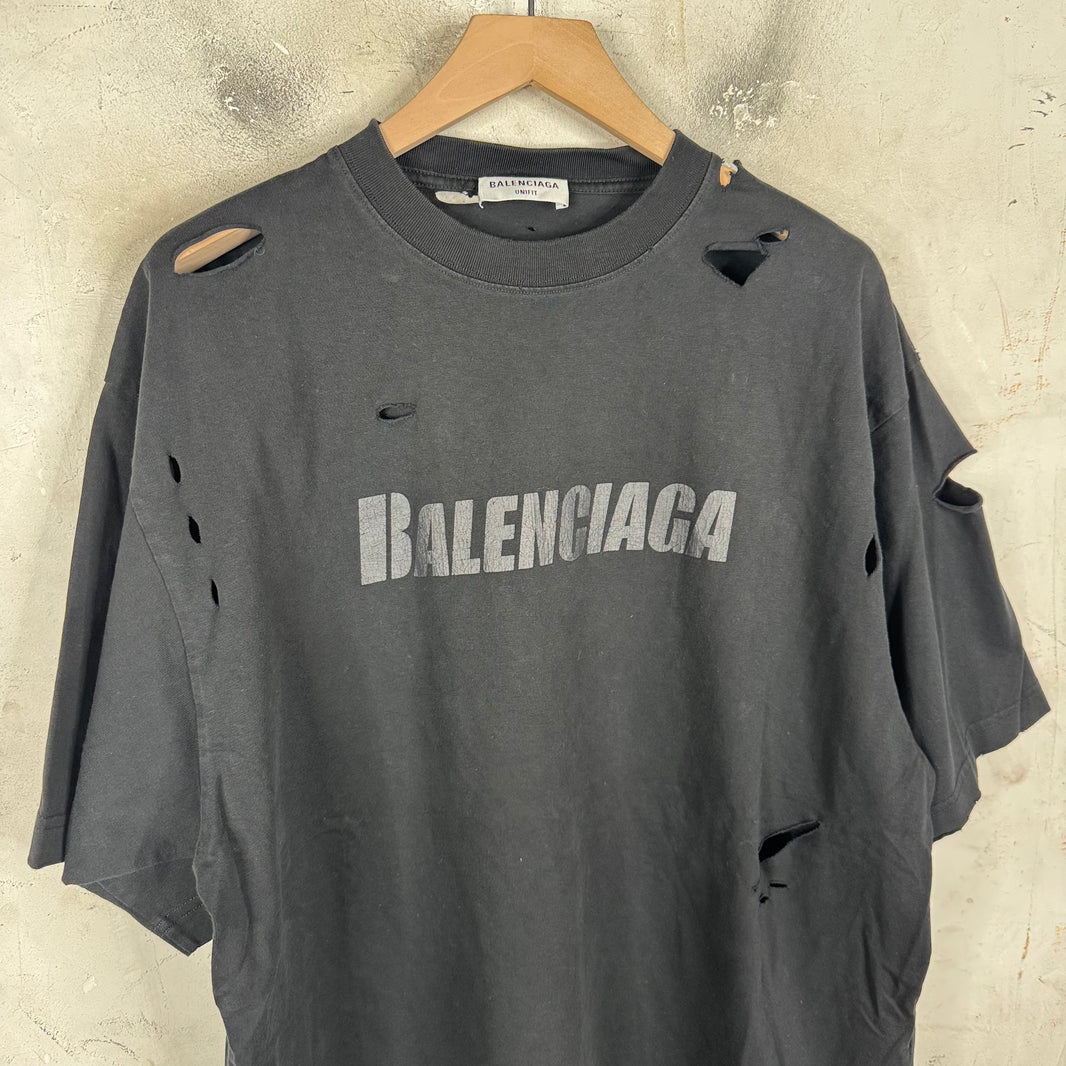 Balenciaga Distressed Logo Tonal T-Shirt