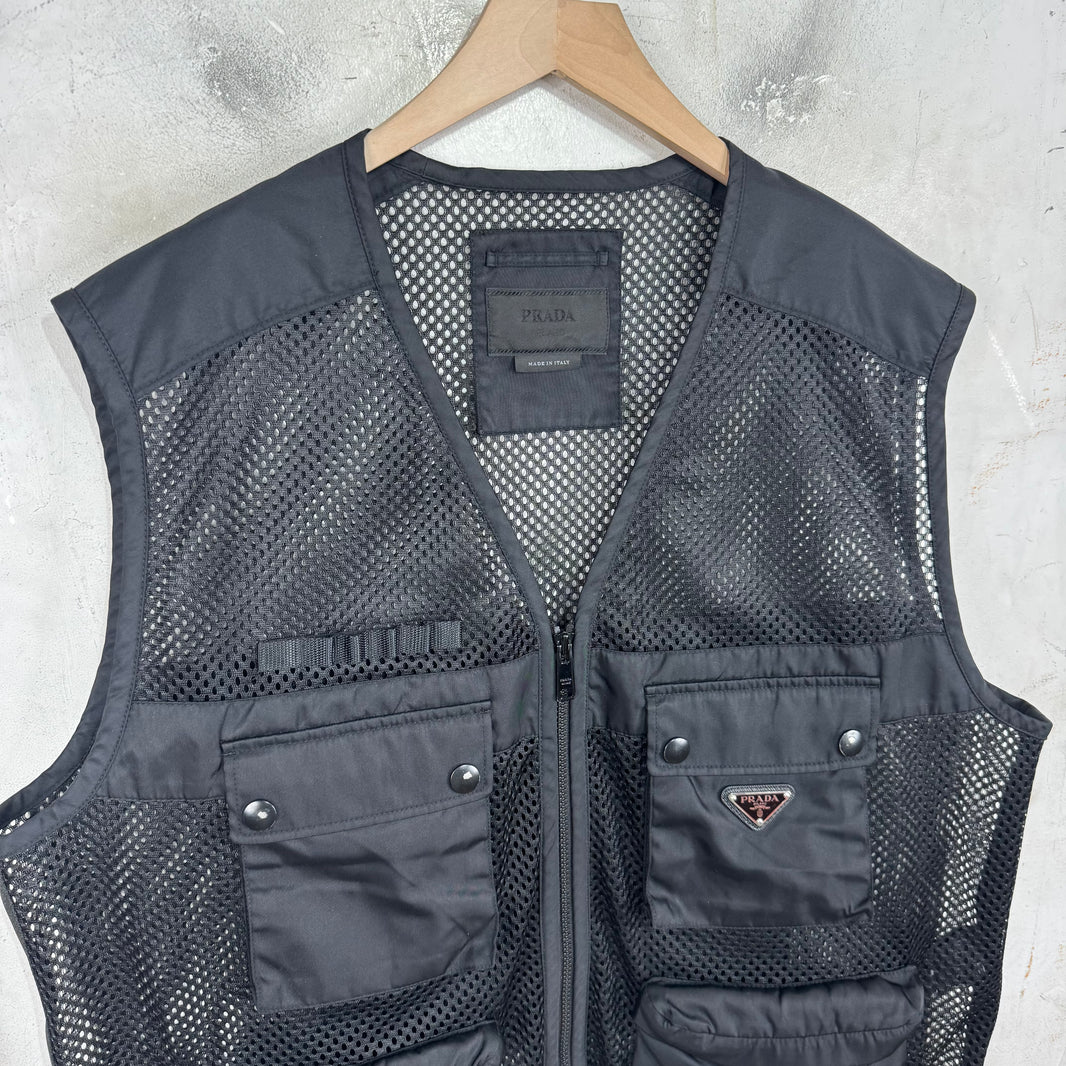 Prada Mesh Plaqued Utility Vest