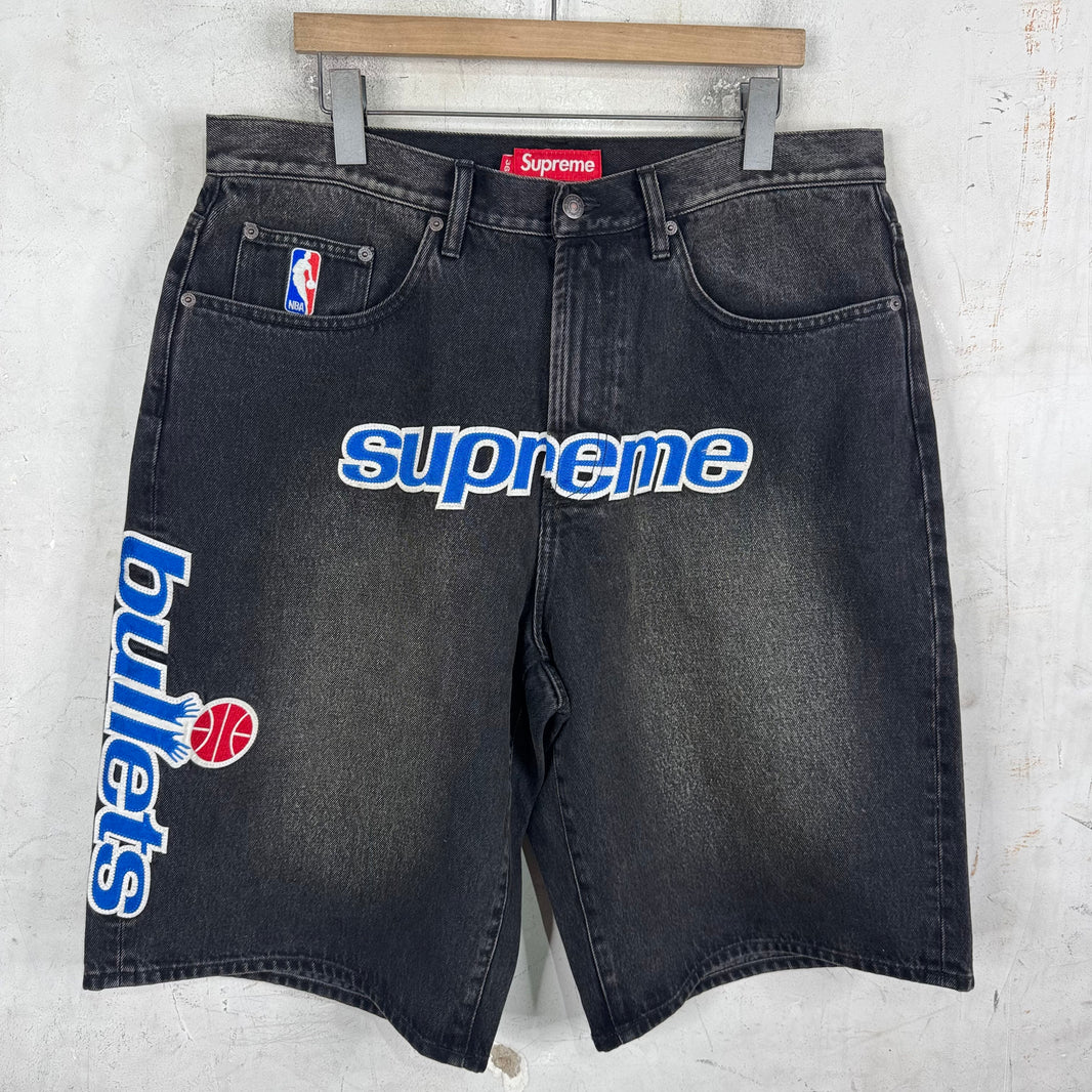 Supreme x Mitchell & Ness Bullets Denim Shorts