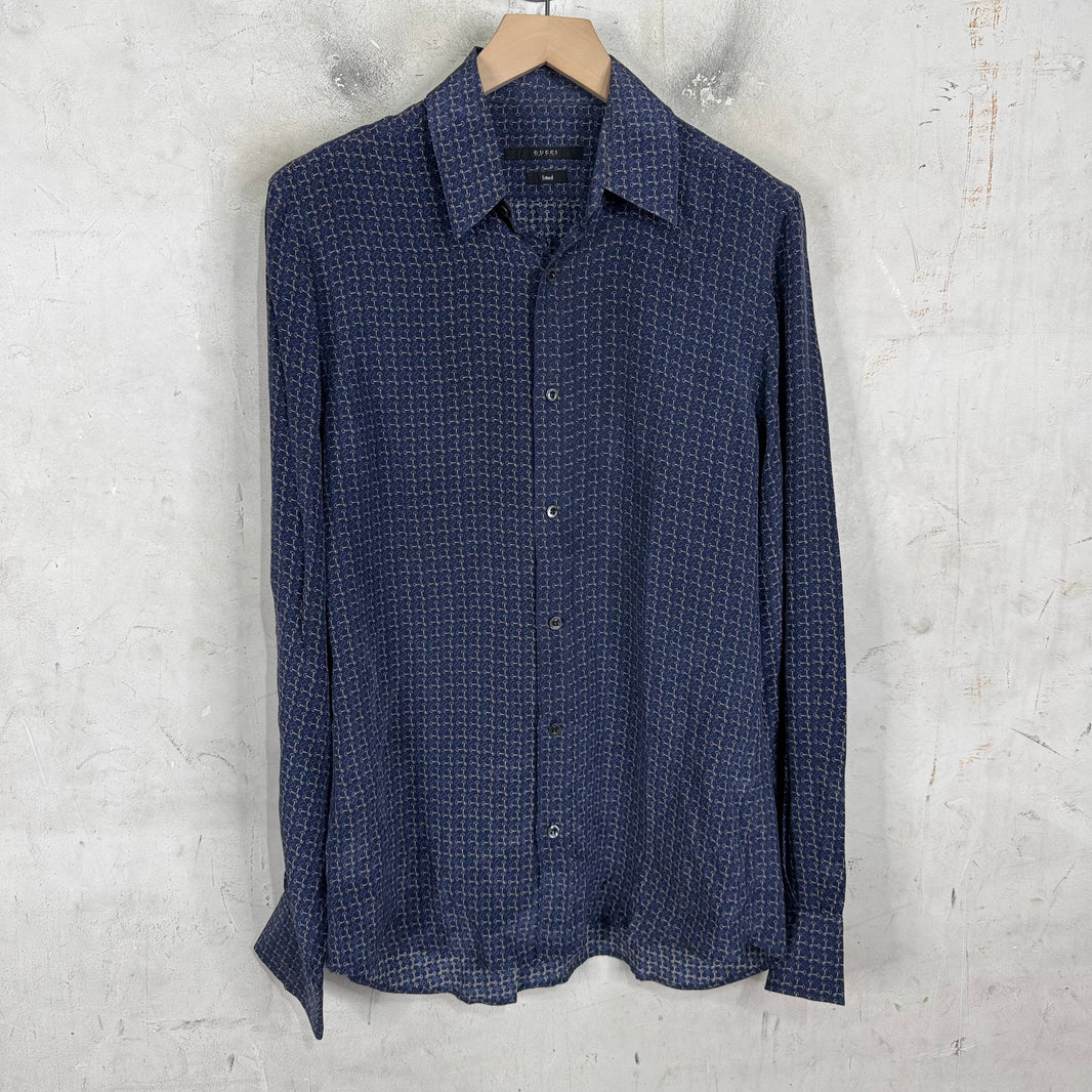 Gucci Horsebit Patterned Silk Shirt