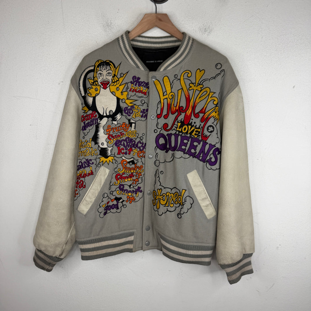 Hysteric Glamour Gray Embroidered Varsity Jacket