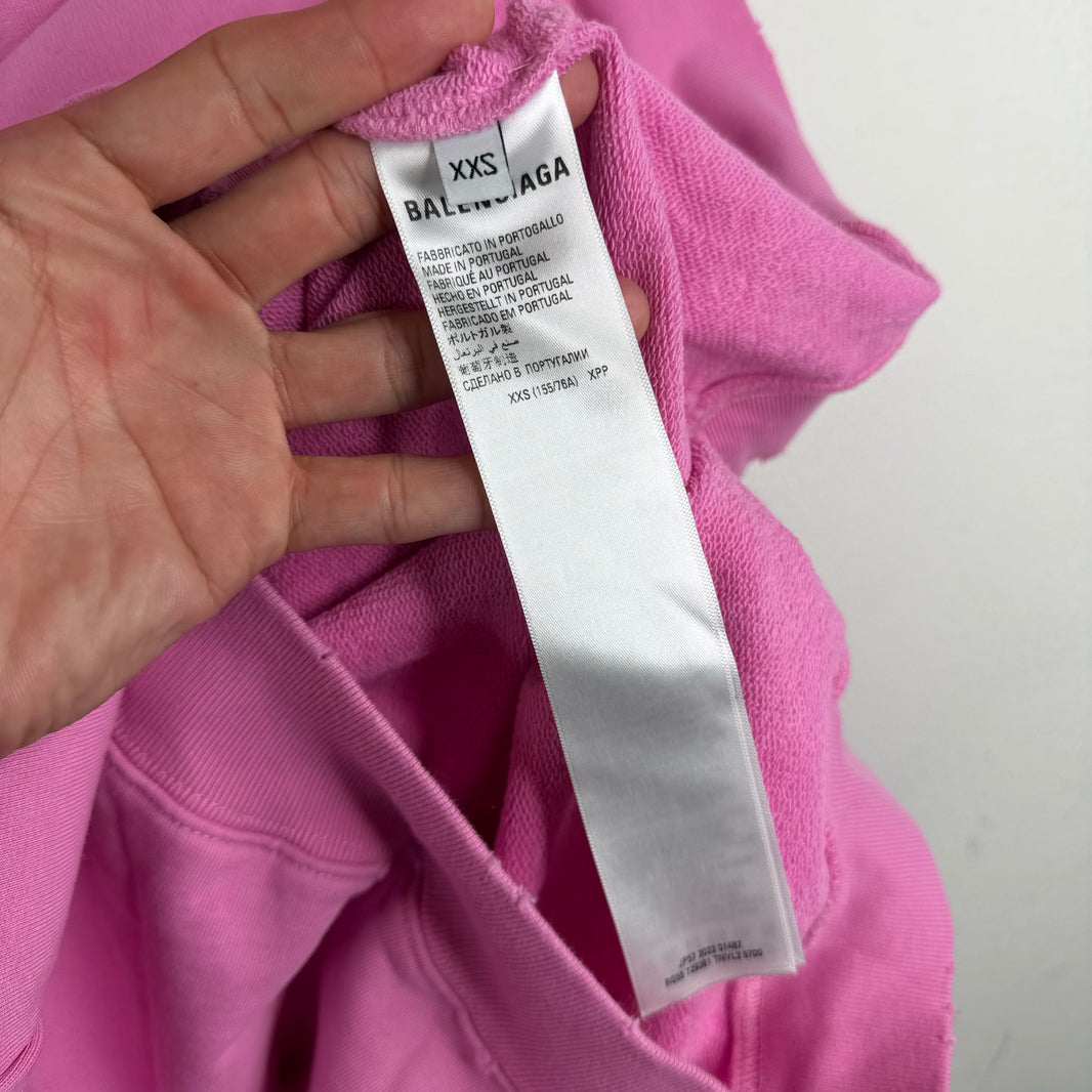 Balenciaga Pink Tonal Cracked Logo Hoodie
